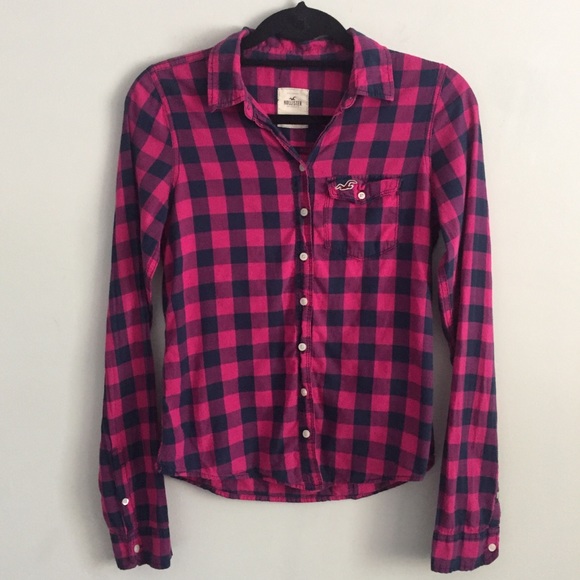 SOLD!  Hollister Button Down Plaid Flannel Medium - Picture 6 of 8